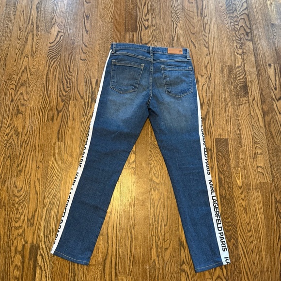 Karl Lagerfeld Blue Jeans with Logo Side Stripe - Picture 5 of 6